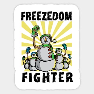 Vintage Snowman Freezedom Fighter Pun Resist Revolution Sticker